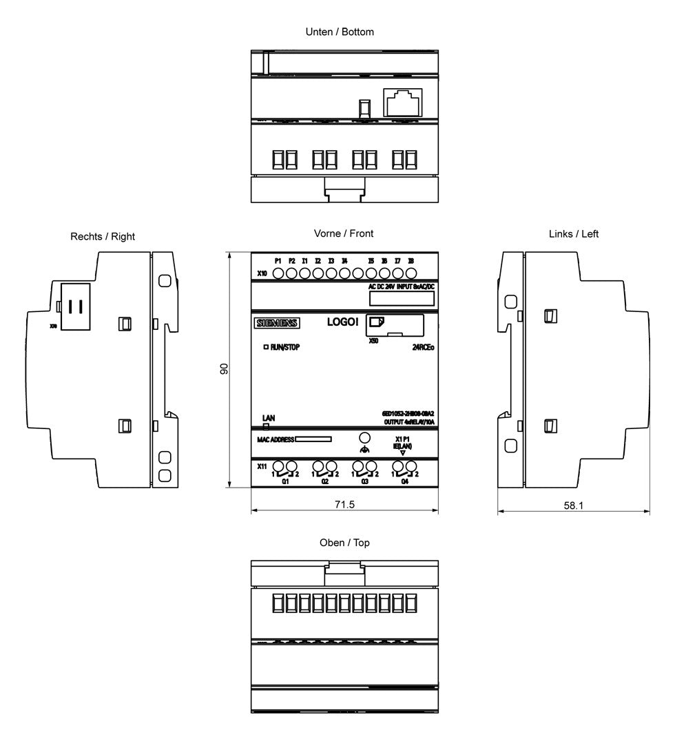SIEMENS SPS-Steuerung modular 24VUC LOGO! 6ED1052-2HB08-0BA2 4RelAusg
