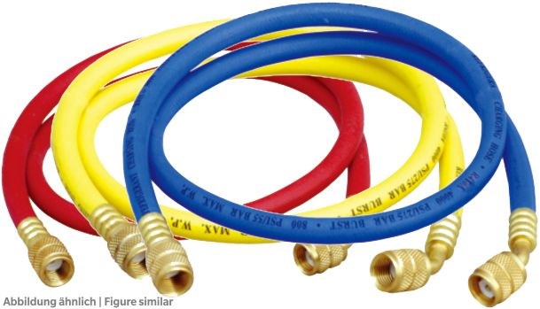 Füllschlauch Set Value VRP-U-240cm 7/16"UNF, 1/4"SAE, blau/rot/gelb, 55bar