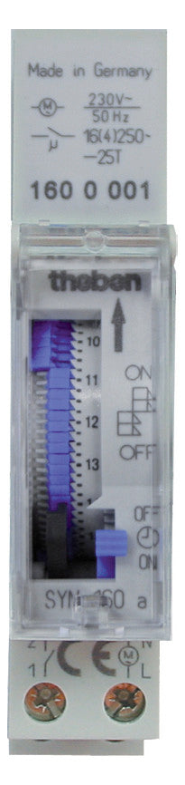 THEBEN Schaltuhr mech 230VAC REG 1kan SYN 160 a Schließ 24h Prog Potfrei.Kont