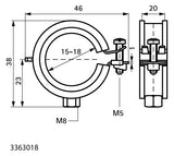 WALRAVEN Rohrschelle KSB1 ev 15-18 mm EPDM M8 Einschraubenschelle