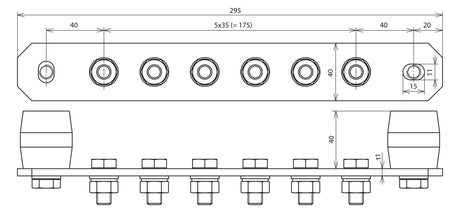 DEHN SE Potentialausgleichschiene 6rndl PAS I 6AP M10 CU Cu n.Klemme V2A
