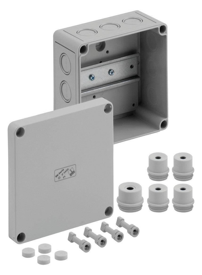 SPELSBERG Abzweigdose Tragschiene IP66 RK 4/12-L 130x130x75mm quadrat Kst hfr