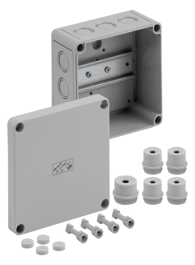 SPELSBERG Abzweigdose Tragschiene IP66 RK 4/12-L 130x130x75mm quadrat Kst hfr
