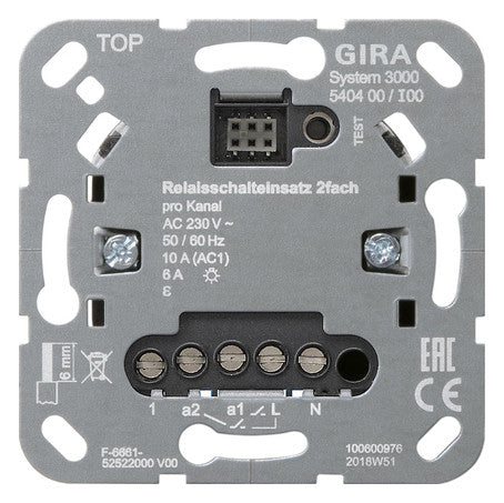 GIRA Relais/HLK-Einsatz 2kan 10A uni System 3000 540400 1-1500W NSTeing