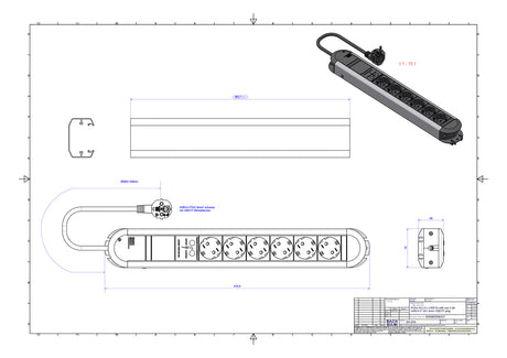 BACHMANN Steckdosenleiste 6f sw 1,75m PRIMO 331.014 35° IP20 ÜSS 1,5qmm