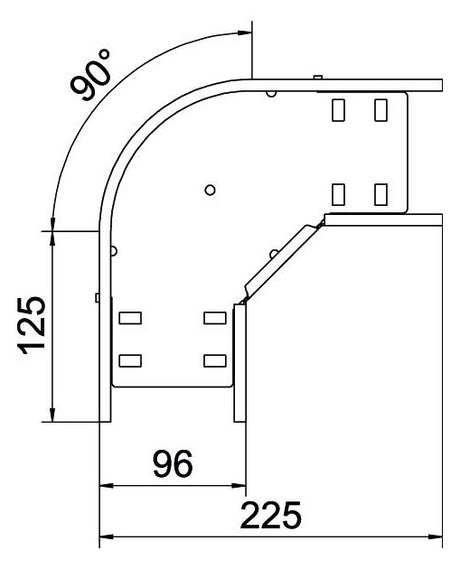 BETTERMANN Bogen_starr 90° ST horiz RB 90 610 FT 60x100mm int.Verb