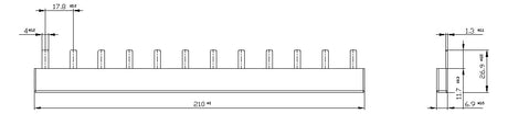 SIEMENS Phasenschiene 2ph 18mm 210mm 50A 5ST3608 10qmm Stift isol