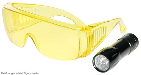 Errecom MINI, UV-Handlampe mit 9 LEDs Aluminium, inkl. UV-Schutzbrille gelb