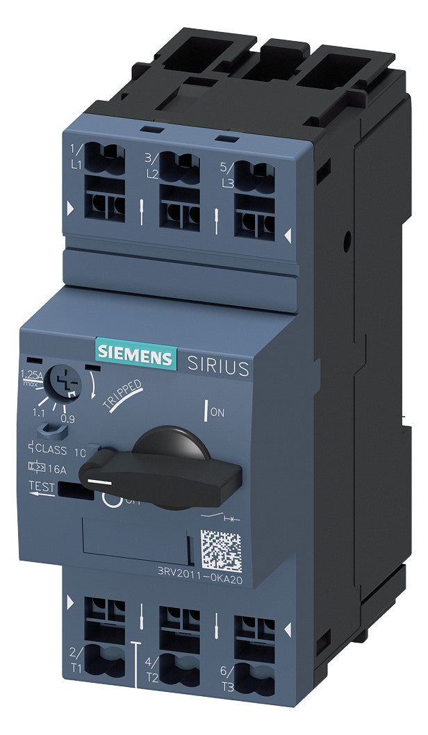 SIEMENS Motorschutzschalter 3p 0,9-1,25A 3RV2011-0KA20 1,25A/Iu 690V Einb IP20