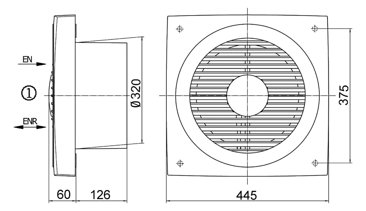 MAICO Axial-Wandventilator  315mm 230V EN 31 1500cbm/h 1220Upm Entlüft IP44