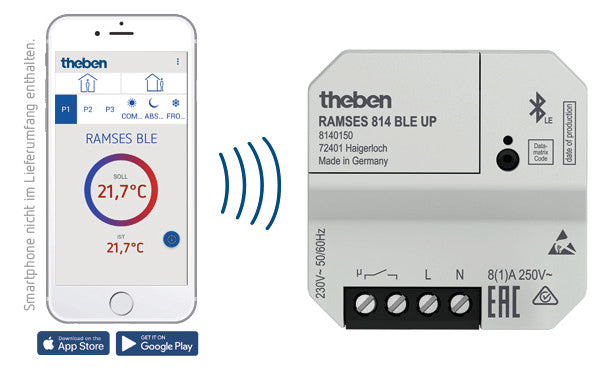 THEBEN Raumthermostat 230V 2A Wechsler RAMSES 814 BLE UP Sensor extern