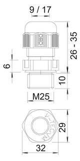BETTERMANN Kabelverschraubung M25 PA ger V-TEC VM25 SGR si-gr 10mm IP68 unbeh