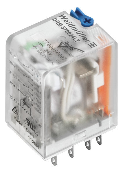 WEIDMÜLLER Schaltrelais 4W IP20 DRM570024LT AU 21,5x28x36mm Steckanschl