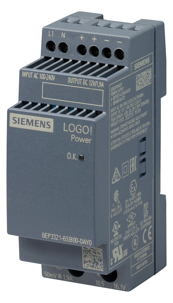 SIEMENS Gleichstromversorgung REG 12V LOGO! 6EP3321-6SB00-0AY0 22,8W 240VUC