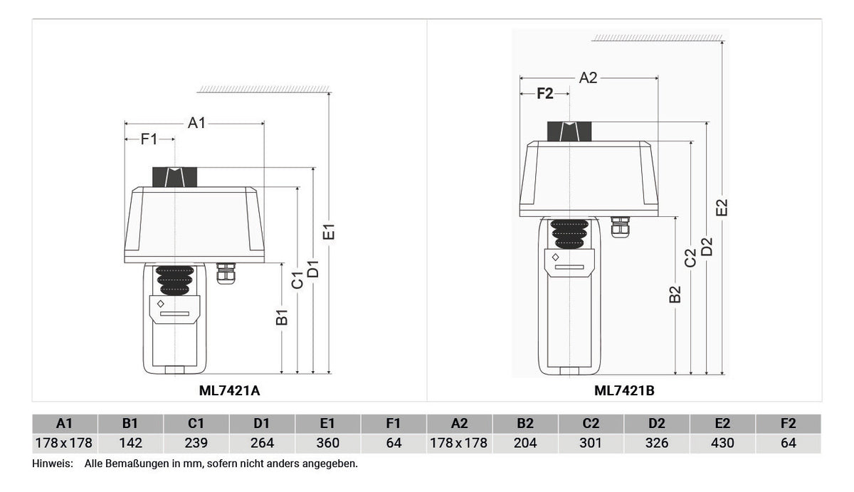 Honeywell CENTRA Ventilantrieb B3N, 24 V,Hub 20 mm Stellzeit 1,9 min., W.Nr.ML7421A3004