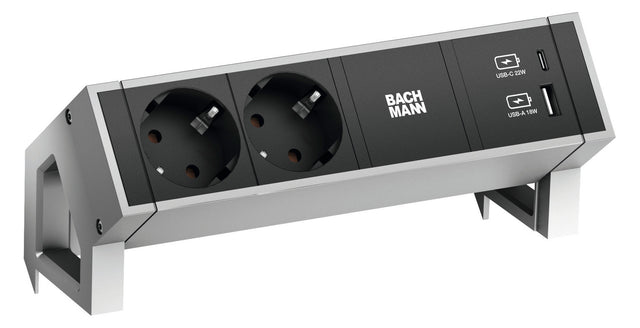 BACHMANN Steckdosenleiste 2f alu 2xUSB 902.901 0,2m 35° IP20 1,5qmm