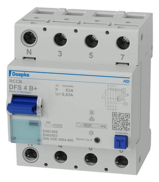 DOEPKE FI-Schutzschalter B+ 4p 400V 63A DFS4 063-4/0,03-B+ HD 0,03A 4TE REG