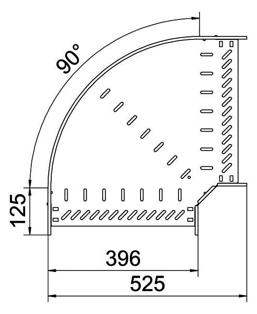 BETTERMANN Bogen_starr 90° ST horiz RB 90 840 FS 85x400mm int.Verb