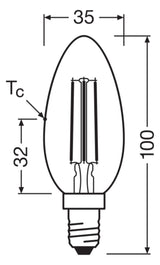 LEDVANCE LED-Kerzenlampe FM E14 4,2W ws LED Classic B 40 Fil DIM CRI97 S 4. 2700