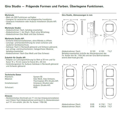 GIRA Rahmen 1f ws glas 0211130