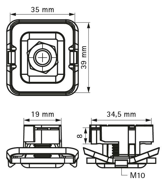 Walraven Schiebemutter RapidStrut G2 M10 41x43x24 Edelstahl V4A m. Klemmfeder POM | 665175110