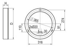 RIDI LED-Anbaustrahler 37W Konv 1LED ws ADLR 410/6000-830 OS 3000K ws 4732lm ws