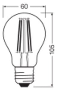 LEDVANCE LED-Lampe FM E27 A60 7W 3000K E LED Classic A 60 Filament V 7W 830 ws