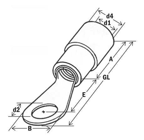 HAUPA Rohrkabelschuh 1qmm M3 Kl.2 Ring 260651 180° (horiz) isol Cu verzinnt