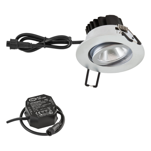 EVN LED-Einbaustrahler 6W Konv dim 1LED PC650N61502 dim chr 3000K ws 620lm chr