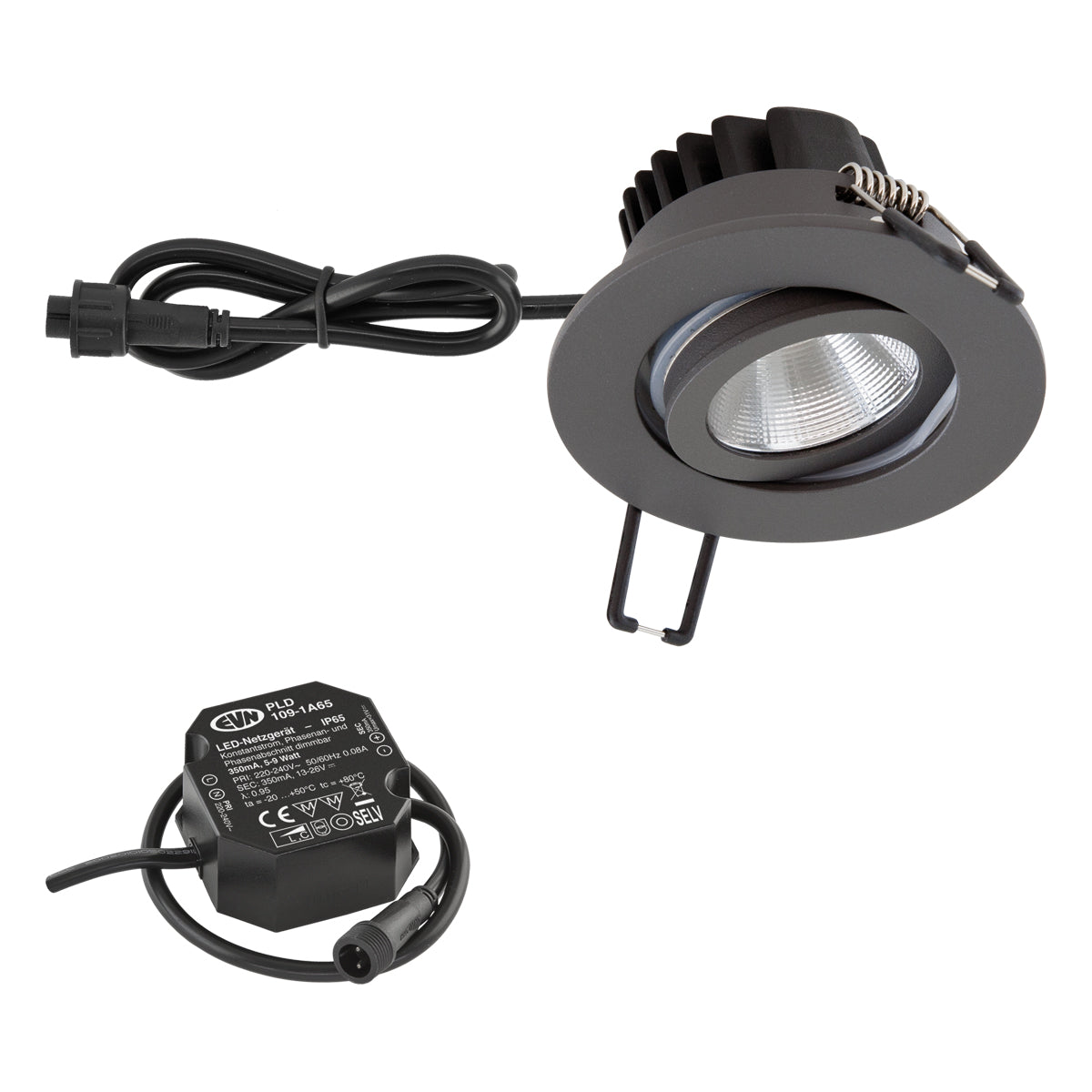 EVN LED-Einbaustrahler 6W Konv dim 1LED PC650N61602 dim anth 3000K ws 620lm mt