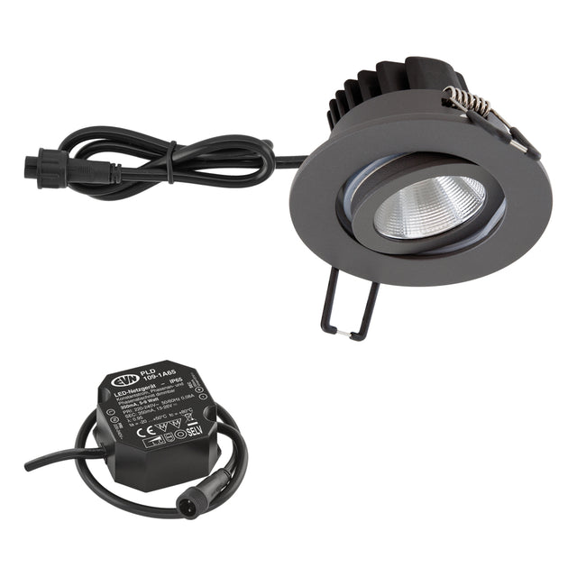 EVN LED-Einbaustrahler 6W Konv dim 1LED PC650N61602 dim anth 3000K ws 620lm mt