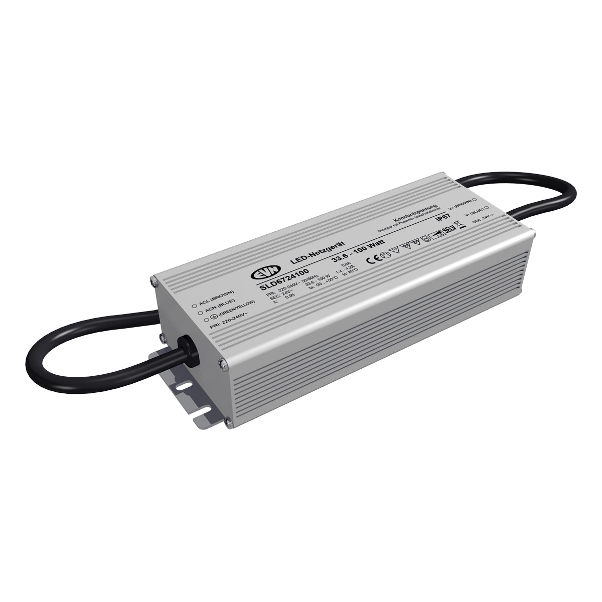 EVN LED-Steuerung 33,6-100W 24V dim IP67 SLD6724100 Metallgeh dyn 192x70x40mm