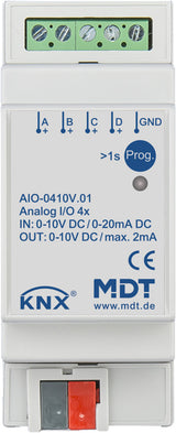 MDT Schaltaktor 4-fach 2TE, REG, 0-10V, umsch. AIO-0410V.01
