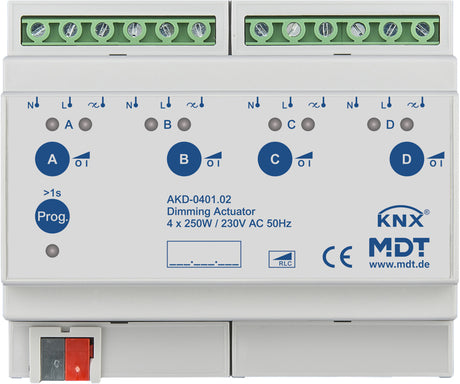 MDT Dimmaktor 4-fach 8TE, REG, 250W, 230VAC AKD-0401.02