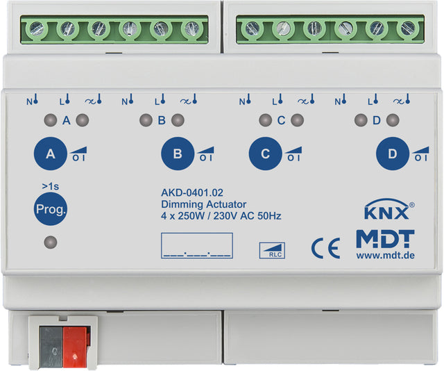 MDT Dimmaktor 4-fach 8TE, REG, 250W, 230VAC AKD-0401.02