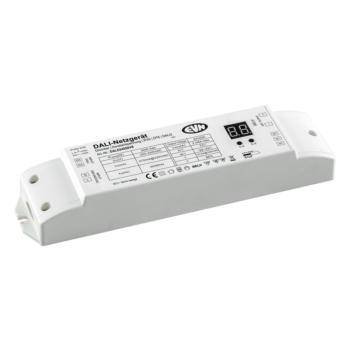 EVN LED-Trafo 0,1-50W 2080mA 24V DALI DALD24050VS IP20 Kstgeh stat