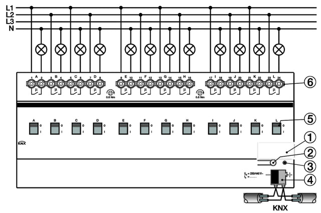 Schaltaktor KNX                                   REG 8TE 8f 16A 2500W