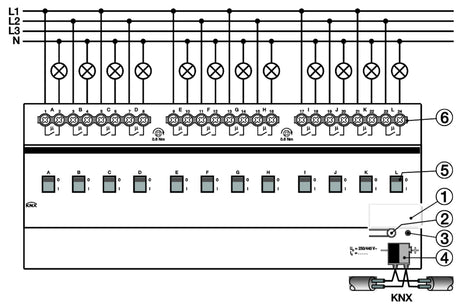 Schaltaktor KNX C-Last                            REG 12TE 12f 20A 3680W