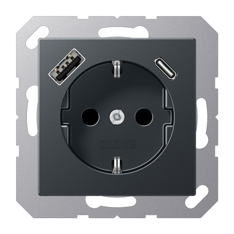 JUNG Steckdose 1f anth mt 1USB-A 1USB-C A 1520-15 C NM UP m.BS IP20 vert