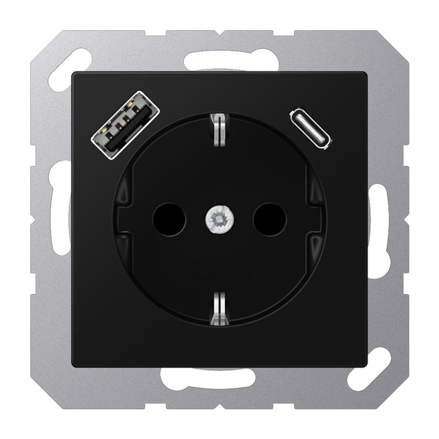 JUNG Steckdose 1f sw mt 1USB-A 1USB-C UP A 1520-15 C SWM m.BS IP20 vert