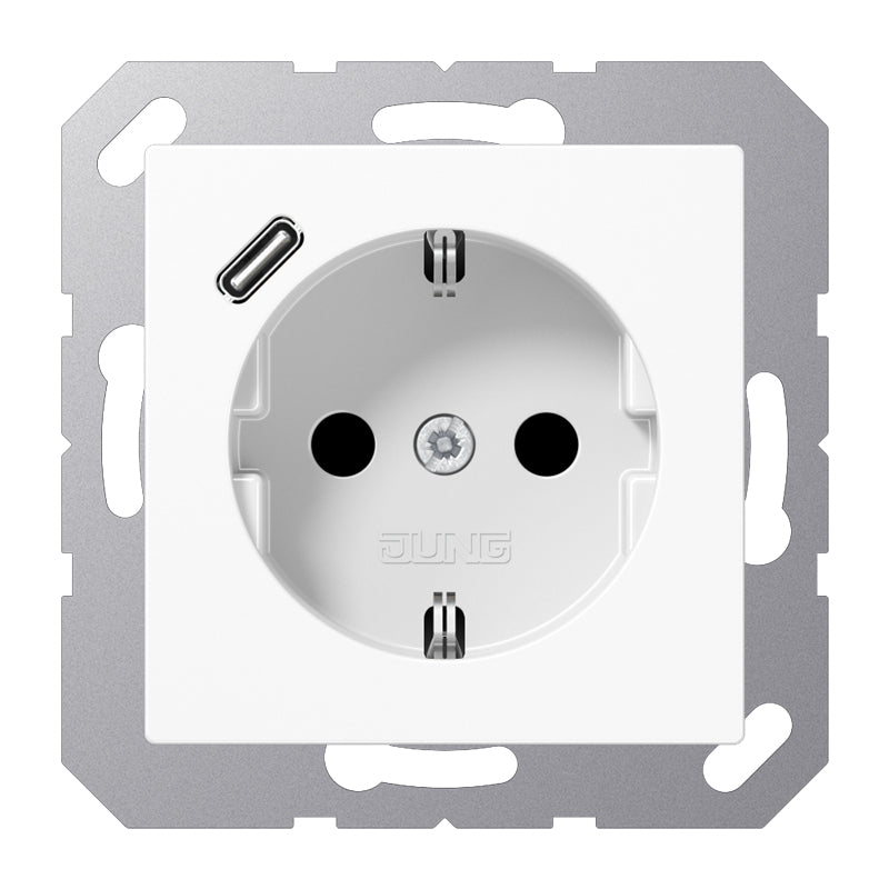 JUNG Steckdose 1f aws glz 1USB-C UP m.BS AS/A A 1520-18 C WW IP20 vert