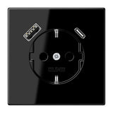 JUNG Steckdose 1f sw glz 1USB-A 1USB-C LS 1520-15 CA SW UP m.BS IP20 vert