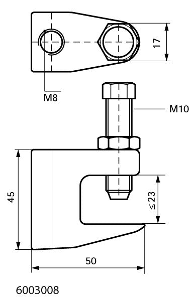 WALRAVEN Trägerklammer Modell C 50x45, A < 23, M8, Schraube M10, VdS