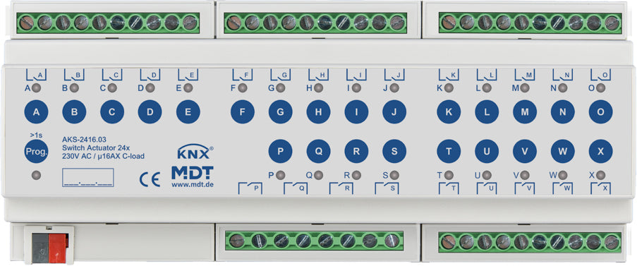 MDT Schaltaktor 24-fach REG,16A,230VAC,C-Last AKS-2416.03