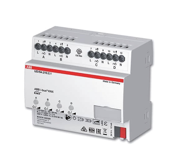 Dimmaktor KNX                                     2-210W REG 6TE 4Ausg uni