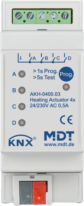 MDT Heizungsaktor 4-fach 2TE,REG,24-230VAC AKH-0400.03