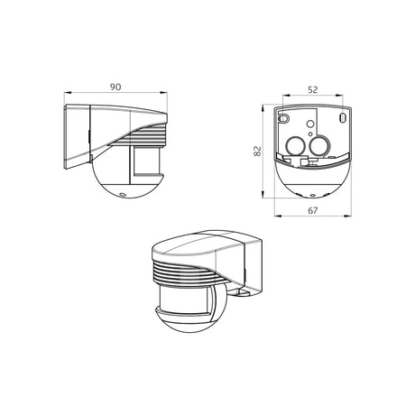 Bewegungsmelder AP 0-200°                         110-240V ws mt IP44