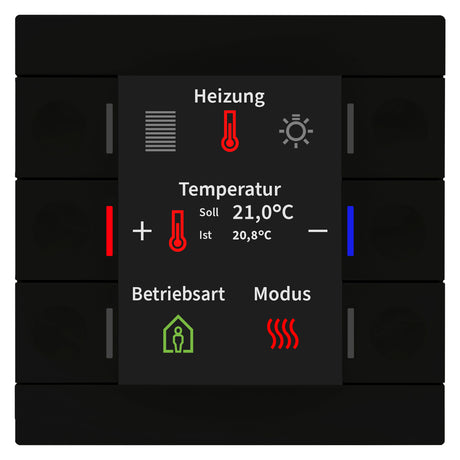 MDT Tastsensor KNX UP sw mt 6f 6pkt LED BE-TAS86T06.02 inkl.Ankoppl m.Display