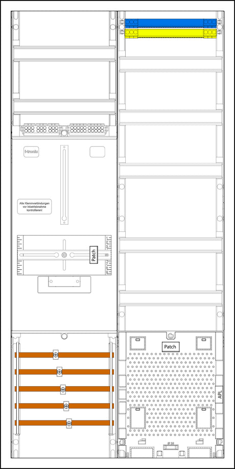 F-TRONIC Komplettschrank AP 1Z 1stö IP31 3HZ721APZ 2Feld SS_5p 1100x550x210mm
