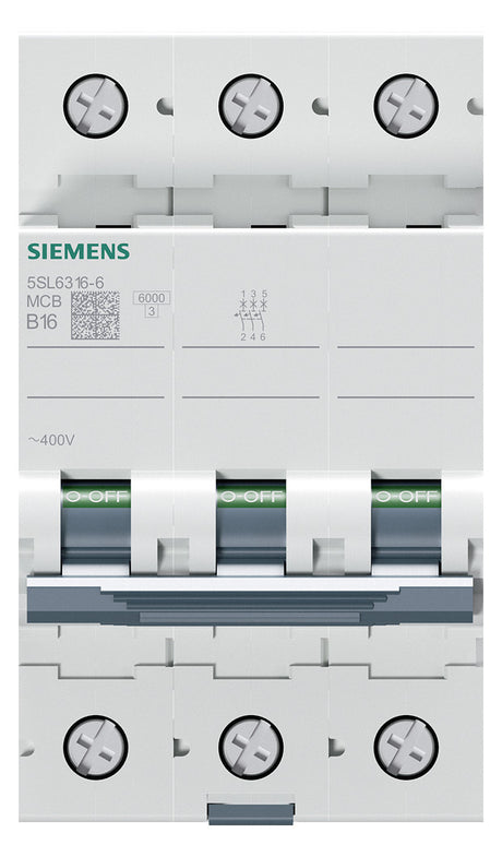 SIEMENS Leitungsschutzschalter UC B 16A 5SL6316-6 3p 400V 3TE 50Hz IP20